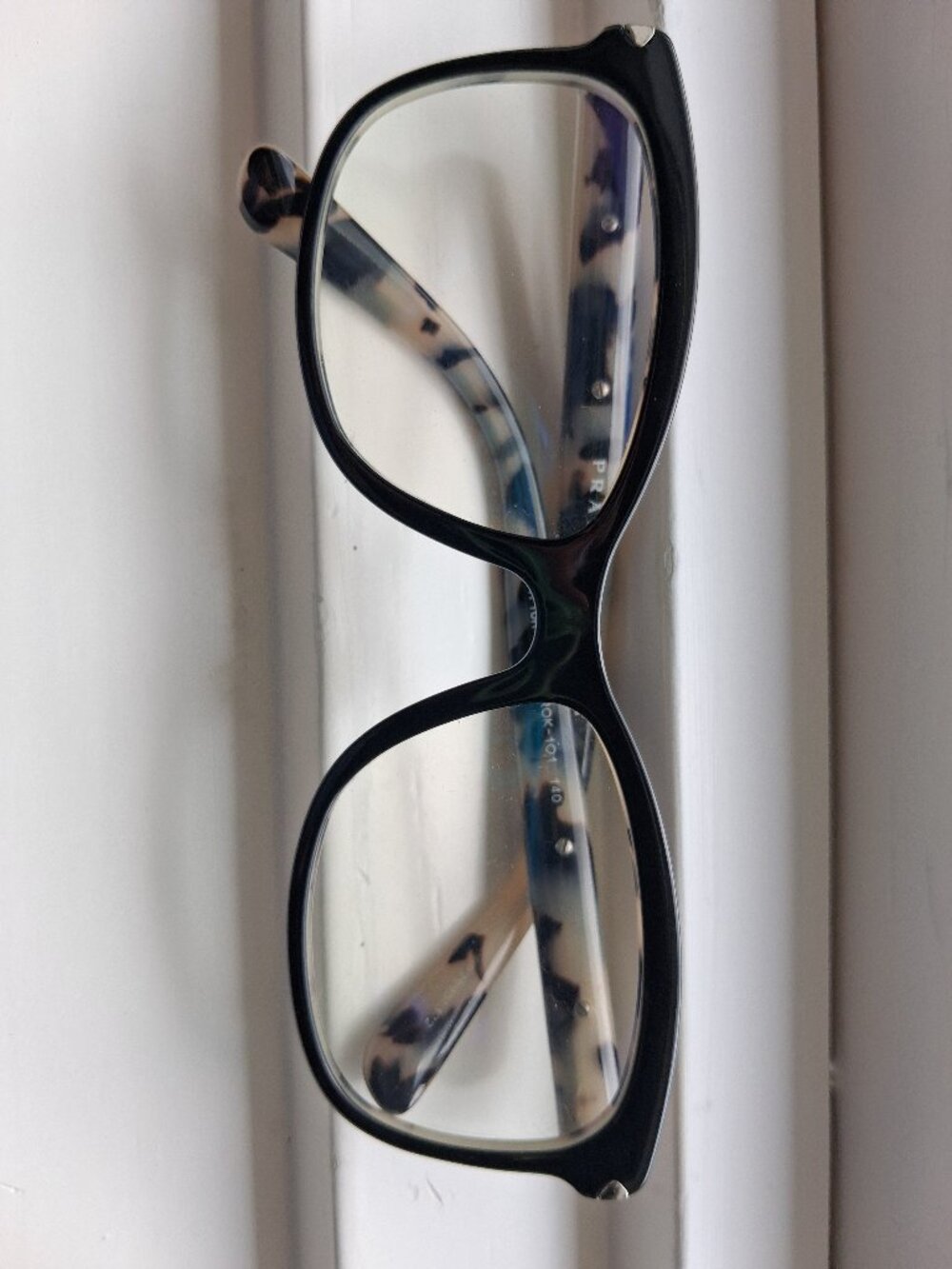 PRADA VPR 10R Eyeglasses Frames Black Ivory Tortoise